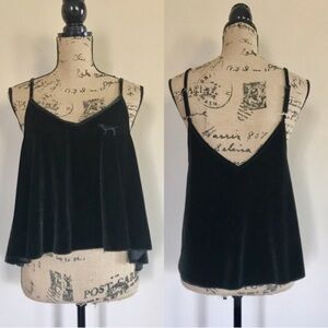 •VS PINK• black velour lounge cami